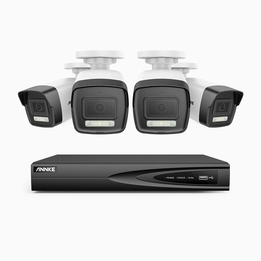 H500P - 3K 4 Channel 4 Cameras PoE Security System, Colour & IR Night Vision, 3072 X 1728 @ 20fps, Human & Vehicle Detection, Two-Way Audio, IP67