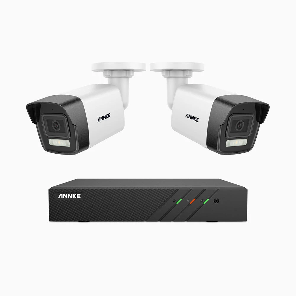 H500P - 3K 8 Channel 2 Cameras PoE Security System, Colour & IR Night Vision, 3072 X 1728 @ 20fps, Human & Vehicle Detection, Two-Way Audio, IP67