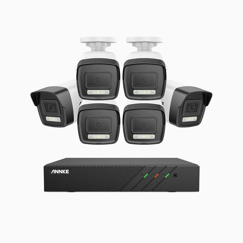 H500P - 3K 8 Channel 6 Cameras PoE Security System, Colour & IR Night Vision, 3072 X 1728 @ 20fps, Human & Vehicle Detection, Two-Way Audio, IP67