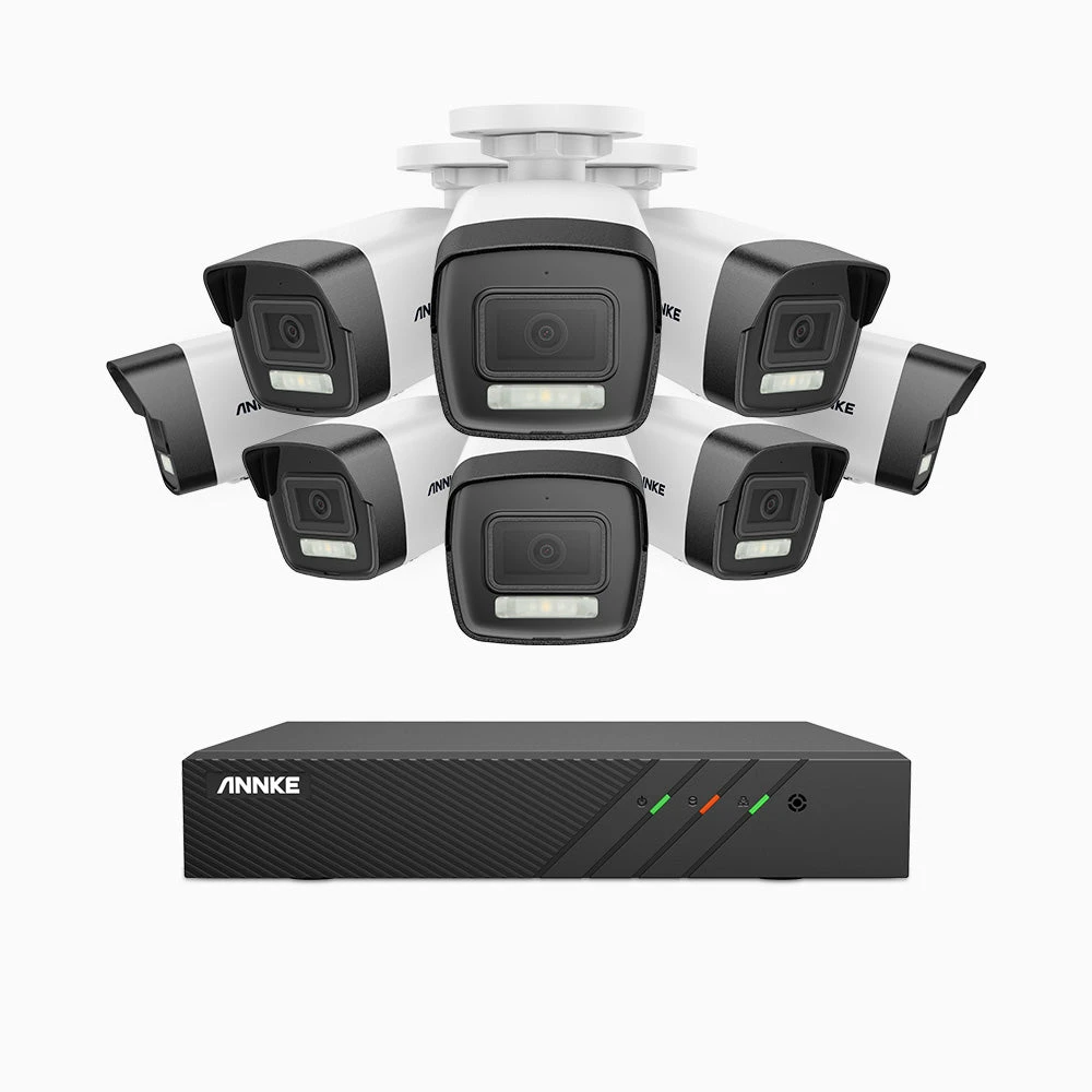 H500P - 3K 8 Channel 8 Cameras PoE Security System, Colour & IR Night Vision, 3072 X 1728 @ 20fps, Human & Vehicle Detection, Two-Way Audio, IP67