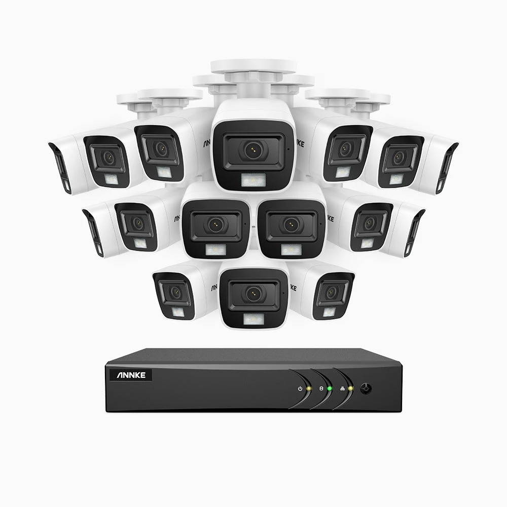 ADLK500 - 3K 16 Channel 16 Dual Light Cameras Wired Security System, Colour & IR Night Vision, 3072*1728 Resolution, f/1.2 Super Aperture, 4-in-1 Output Signal, Built-in Microphone, IP67