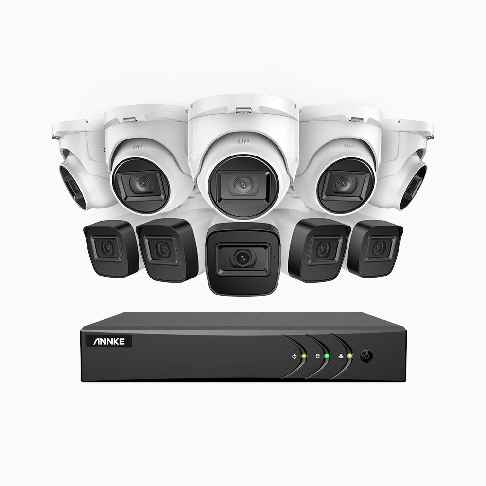 EL200 - 1080p 16 Channel Outdoor Wired Security CCTV System with 5 Bullet & 5 Turret Cameras, 3.6 MM Lens, Smart DVR with Human & Vehicle Detection, 66 ft Infrared Night Vision, 4-in-1 Output Signal,…