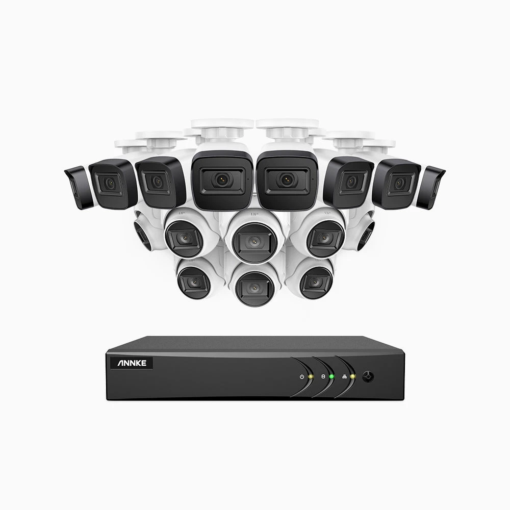 EL200 - 1080p 16 Channel Outdoor Wired Security CCTV System with 8 Bullet & 8 Turret Cameras, 3.6 MM Lens, Smart DVR with Human & Vehicle Detection, 66 ft Infrared Night Vision, 4-in-1 Output Signal,…