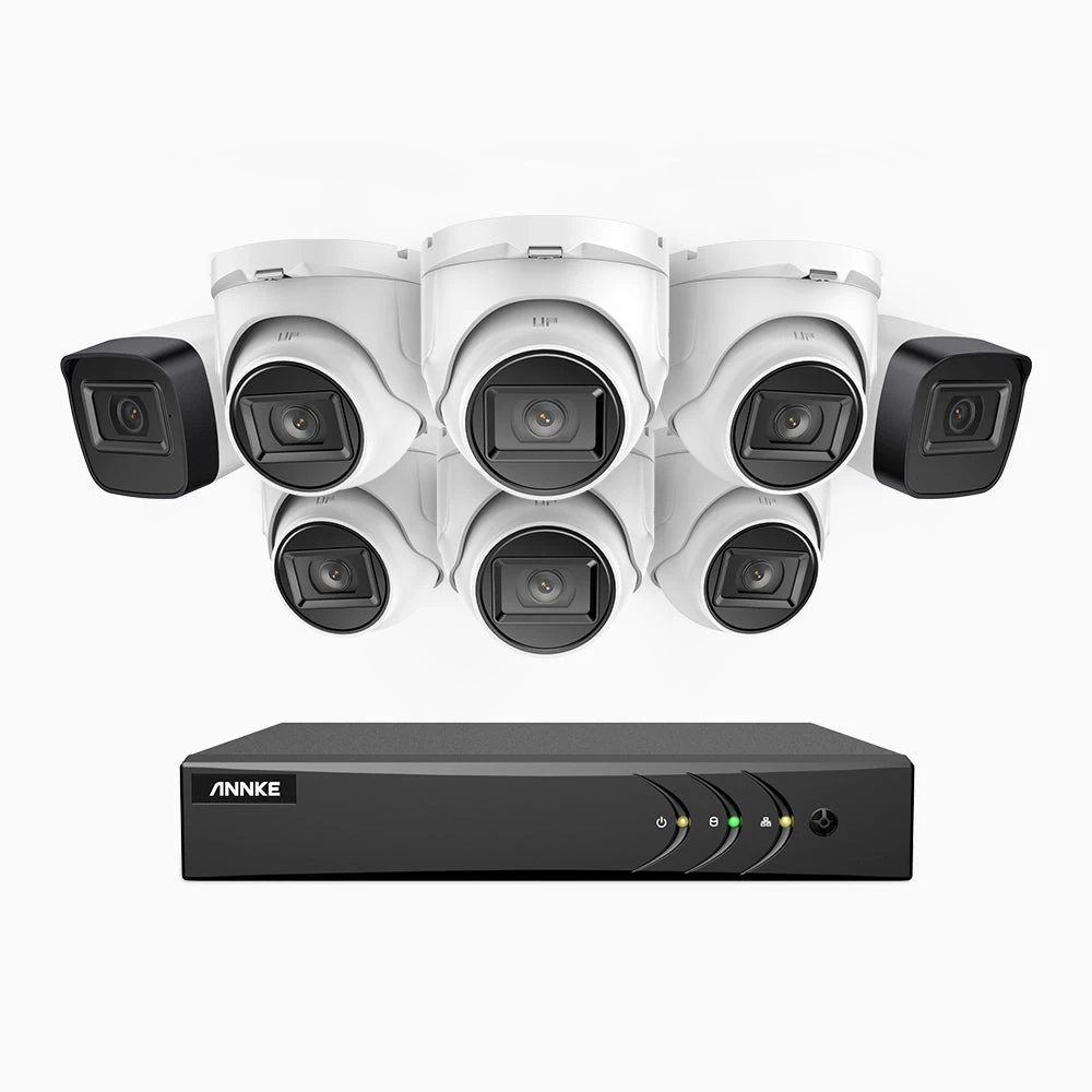 EL200 - 1080p 8 Channel Outdoor Wired Security CCTV System with 2 Bullet & 6 Turret Cameras, 3.6 MM Lens, Smart DVR with Human & Vehicle Detection, 66 ft Infrared Night Vision, 4-in-1 Output Signal,…