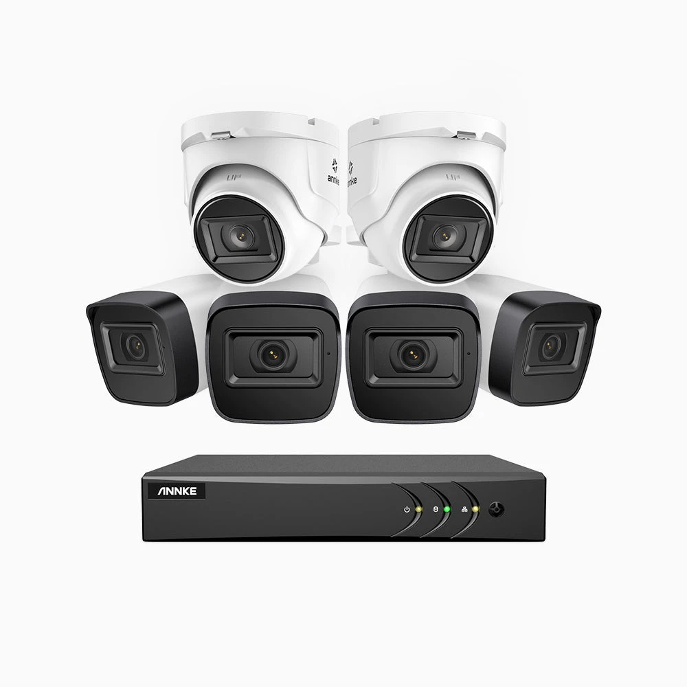 EL200 - 1080p 8 Channel Outdoor Wired Security CCTV System with 4 Bullet & 2 Turret Cameras, 3.6 MM Lens, Smart DVR with Human & Vehicle Detection, 66 ft Infrared Night Vision, 4-in-1 Output Signal,…