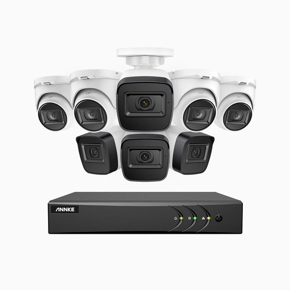 EL200 - 1080p 8 Channel Outdoor Wired Security CCTV System with 4 Bullet & 4 Turret Cameras, 3.6 MM Lens, Smart DVR with Human & Vehicle Detection, 66 ft Infrared Night Vision, 4-in-1 Output Signal,…
