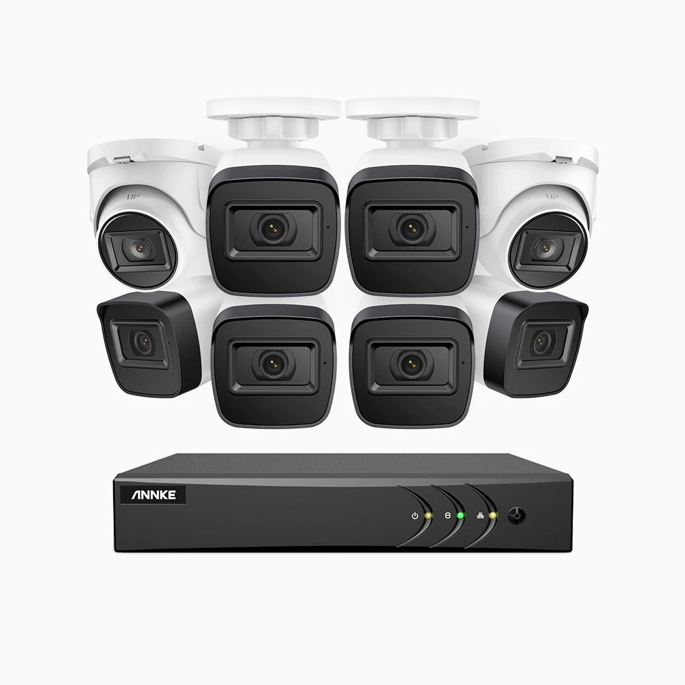 EL200 - 1080p 8 Channel Outdoor Wired Security CCTV System with 6 Bullet & 2 Turret Cameras, 3.6 MM Lens, Smart DVR with Human & Vehicle Detection, 66 ft Infrared Night Vision, 4-in-1 Output Signal,…