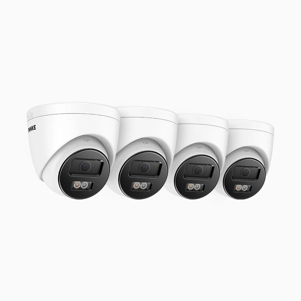 C500P - 4PCS 3K Dual Light Outdoor PoE Security Camera, Color & IR Night Vision, 3072 X 1728 @ 20fps, Human & Vehicle Detection, Two-Way Audio, IP67