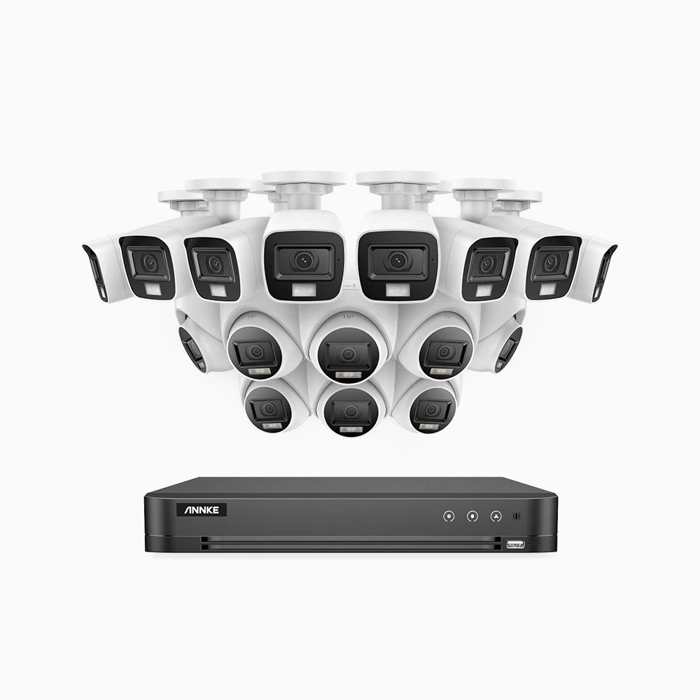 ADLK800 - 4K 16 Channel Dual Light Wired CCTV Security System with 8 Bullet & 8 Turret Cameras, Color & IR Night Vision, 3840x2160@20fps, F/1.6 Super Aperture, 4-In-1 Output Signal, IP67